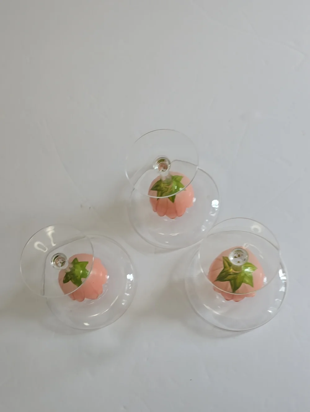 Vintage MCM Tiki Set Of 3 Handpainted Pink Tulip Margarita Stemware Glasses